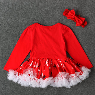 My First Christmas envelop neck red tutu with headband for Little Girls