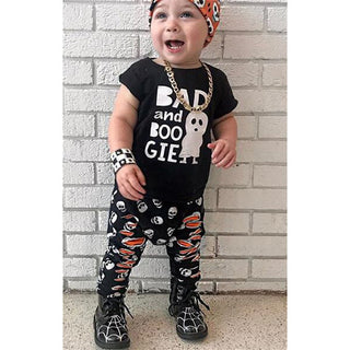 Bad and boo gie short sleeve t-shirt with printed pant set for baby boy and girl-shopfils.com