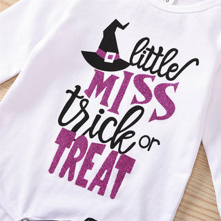 Little Ms. Trick or Treat romper with tutu skirt set for baby girls