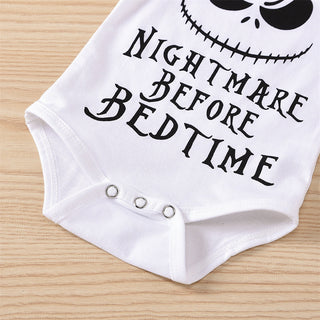 Nightmare before bedtime quoted onesies with tutu skirt set for baby girls