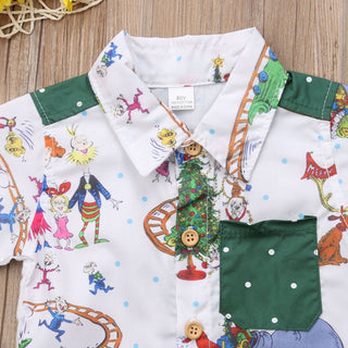 Christmas Shirt and Short Set for Boys - Green