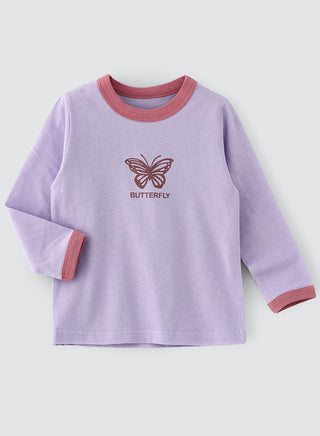Butterfly printed printed purple t shirt for girls