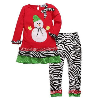 Snowman Full Sleeve Top and Bottom set For Girls - shopfils.com