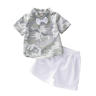 Camouflage pattern shirt with shorts set for baby boys