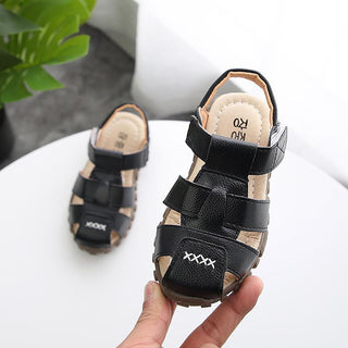 Classic hook and loop black sandals for boys