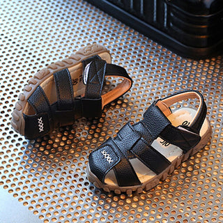 Classic hook and loop black sandals for boys