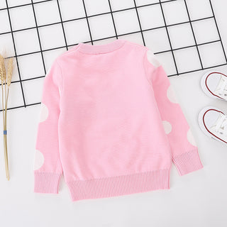 Cute Cat printed pink pure Cotton Soft Sweater for Little Girls - shopfils.com