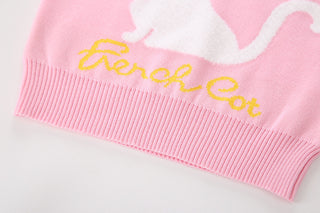 Cute Cat printed pink pure Cotton Soft Sweater for Little Girls - shopfils.com