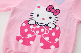 Cute Kitty Printed pink pure Cotton Soft Sweater for Little Girls - shopfils.com