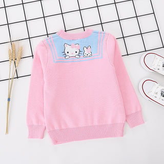Cute Kitty Printed pink pure Cotton Soft Sweater for Little Girls - shopfils.com