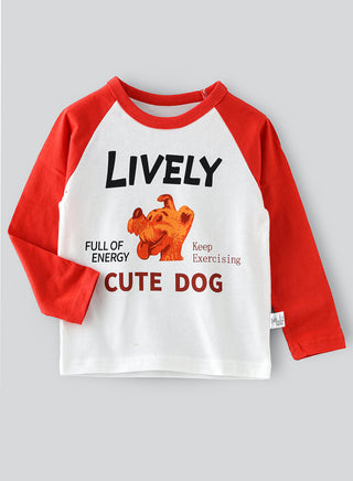 Cute dog printed full sleeve cotton tee for girls