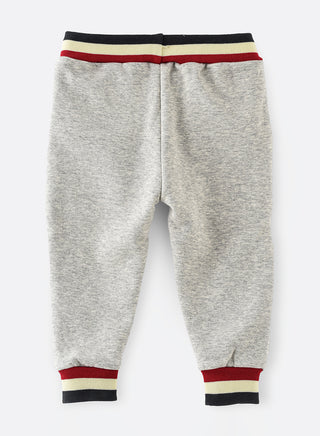 Grey jogger with strip pattern elastic waist for girls