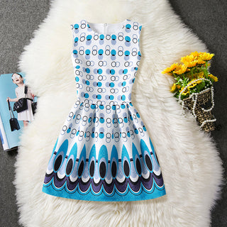 Geometric Printed Dress for Little Girls - shopfils.com