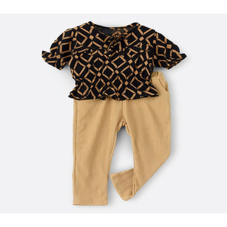 Leopard printed top with comfortable bottom set for girls-shopfils.com
