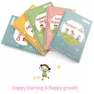 Cookieducks Magic early education calligraphy reusable writing book set of five notebooks for young learner