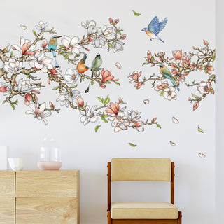 Flower, leaves and Birds Wall Stickers For living Room