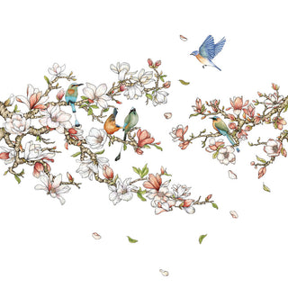 Flower, leaves and Birds Wall Stickers For living Room