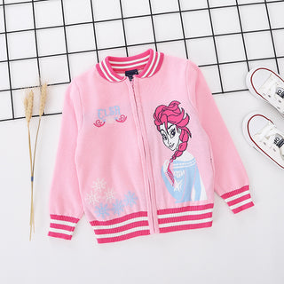 Princess Elsa printed pink pure cotton soft sweater for little girls - shopfils.com