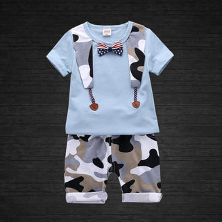 Camouflage Pattern T-Shirt and Pant Set With Bow - shopfils.com