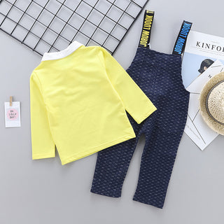 Yellow T-shirt with Blue Dungree 2pcs Set for Little Boys - shopfils.com