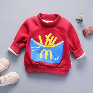 McFries Winter Pullover Plush Sweat Top for Boys Red - shopfils.com