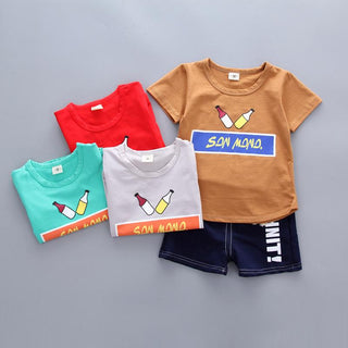 Bottles Printed 2Pc summer Tee and Short Set for Boys