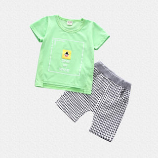 Dive in Wave Printed 2Pc summer Tee and Short Set for Boys