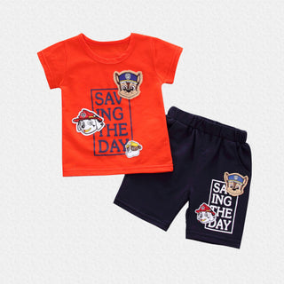 Puppy Printed Summer Tee and Short Set for Boys