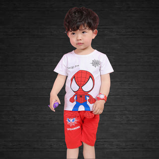 Spider Baby Printed 2pc Tee and Short Set for Boys - White and Red