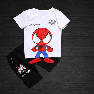 Spider Baby Printed 2pc Tee & Short Set for Boys - White and Black