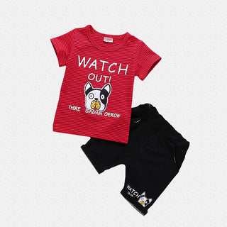 Watch out Dog Printed 2Pc Tee and Short Set for Boys