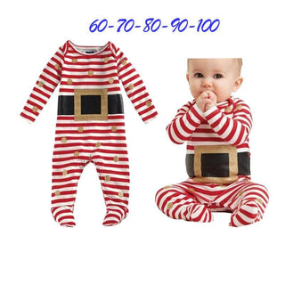 Red Striped Little Santa Romper Overall For Infants Babies