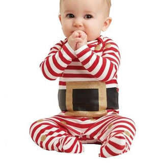 Red Striped Little Santa Romper Overall For Infants Babies