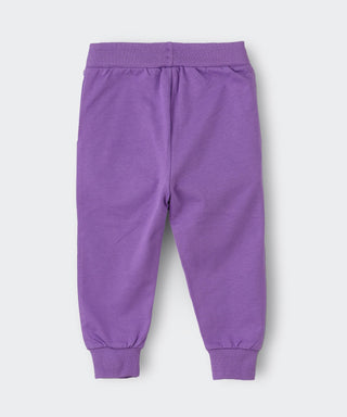 Babyqlo White flower emboridery purple lounge pants for girls