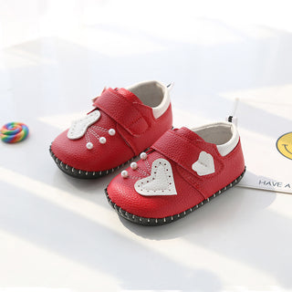 Cute Heart and Pearl Shoes for Infants - Red - shopfils.com