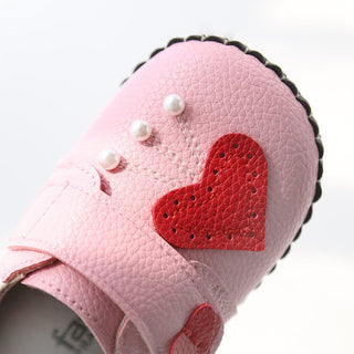 Cute Heart and Pearl Shoes for Infants - Pink