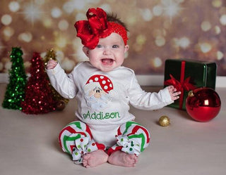 Santa Printed Christmas Onesie with Leg warmer 2pcs set for Cute little Girls - shopfils.com