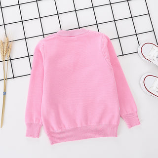 Snowman Printed Pink pure Cotton Soft Sweater for Little Girls