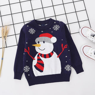 Snowman Printed blue pure cotton soft sweater for Little Girls and Boys - shopfils.com