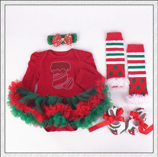 Christmas Baby tutu Dress - 4 Pcs Set for Baby Girls