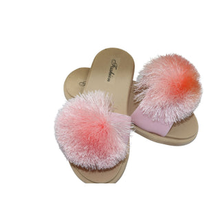 Thread Embellished slip on flip flop - Pink