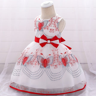 Cute White and Red Princess Dress for Little Girls - shopfils.com