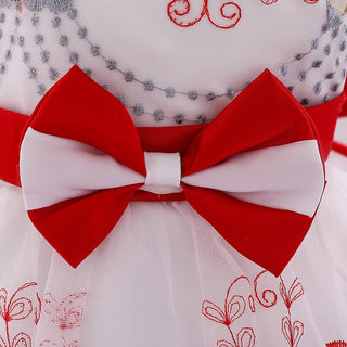 Cute White and Red Princess Dress for Little Girls - shopfils.com