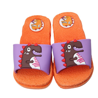 Cute Dino Slip on Flip Flops for indoors, pools and outdoors - Orange