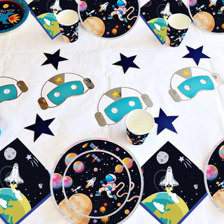 Cookieducks Astronaut Space Theme Birthday Party Supplies serves 16 people with Balloons and Birthday Banner