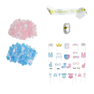 Cookieducks Pink and Blue party supplies and decoration | Gender Reveal Confetti Balloon Banner Baby Shower Decoration Kit