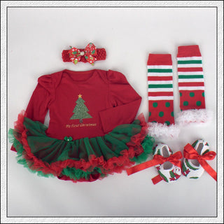 My 1st Christmas Baby tutu Dress - 4 Pcs Set Baby Girls - shopfils.com