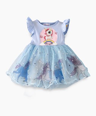 Babyqlo Unicorn It's A Girl Dress - Blue