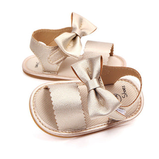 Cute Newborn Infant Baby Girls Bowknot Princess Shoes PU Non-slip Rubber Shoes 0-18 M - shopfils.com