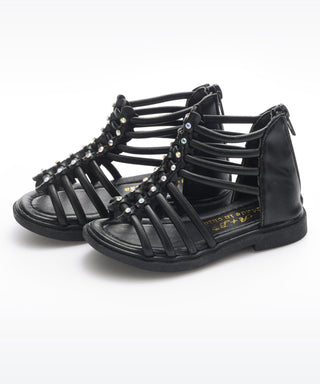 Gladiator Strap open toe sandals for girls- Black